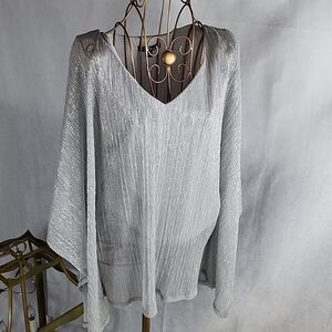 Shimmery Festive Sparkle Silver Shimmer  Rhinestone accent Chiffon